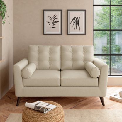 An Image of Lewes Textured Weave 2 Seater Sofa Textured Weave Sandstone