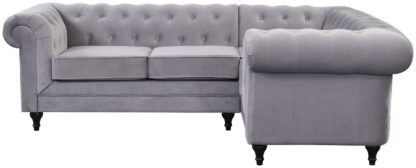 An Image of Habitat Chesterfield Left Corner Velvet Sofa - Light Grey