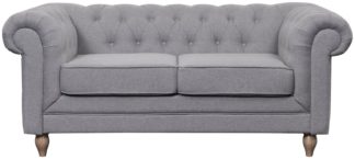 An Image of Habitat Chesterfield 2 Seater Woven Sofa - Light Grey