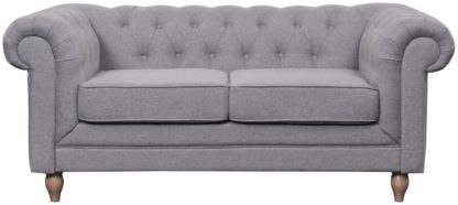 An Image of Habitat Chesterfield 2 Seater Woven Sofa - Light Grey