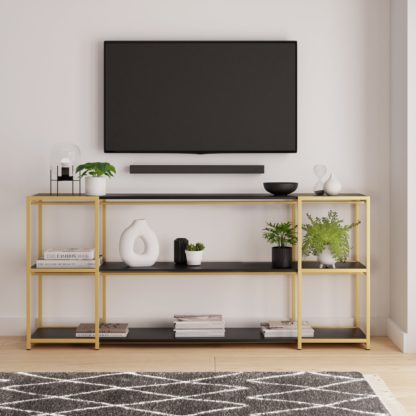 An Image of Modular Gold & Black 3 Shelf Wide Shelving Unit MultiColoured