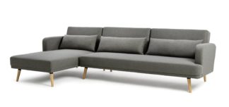 An Image of Habitat Andy Left Corner Fabric Sofa Bed - Grey