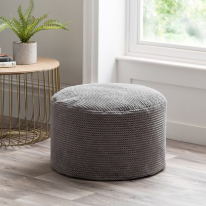 An Image of Jenson Charcoal Waffle Pouffe Grey