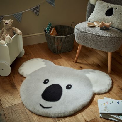 An Image of Koko the Koala Faux Fur Face Rug Chateau Grey