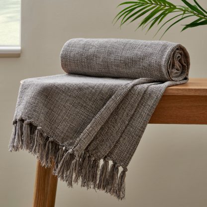 An Image of Woven Throw Grey