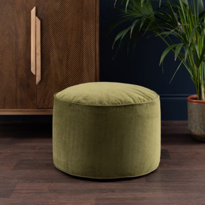 An Image of Eliza Velvet Pouffe Cream