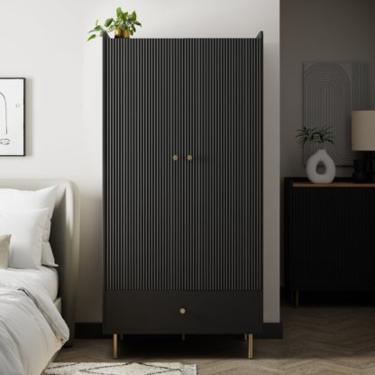 An Image of Georgi Double Wardrobe Black Black