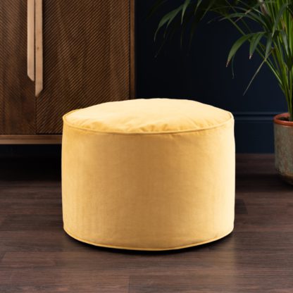 An Image of Eliza Velvet Pouffe Cream