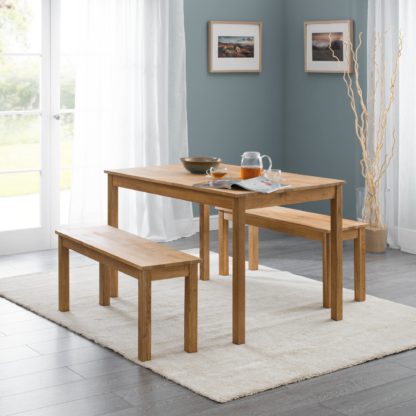 An Image of Coxmoor Rectangular Dining Table with 2 Dining Benches Ivory with Oak Ivory