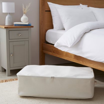 An Image of Fabric Underbed Storage Bag Cream Cream