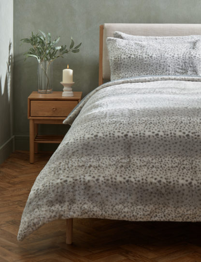 An Image of M&S Snow Leopard Faux Fur Bedding Set