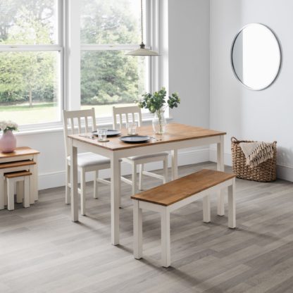 An Image of Coxmoor Dining Bench Ivory with Oak Ivory