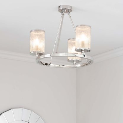 An Image of Easton Semi Flush Light - 3lt Nickel