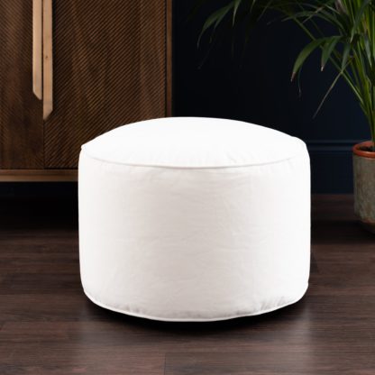 An Image of Eliza Velvet Pouffe Cream