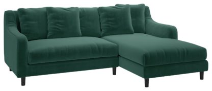 An Image of Habitat Swift Right Corner Velvet Chaise - Emerald Green