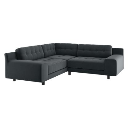 An Image of Habitat Hendricks Right Corner Velvet sofa - Dark Grey