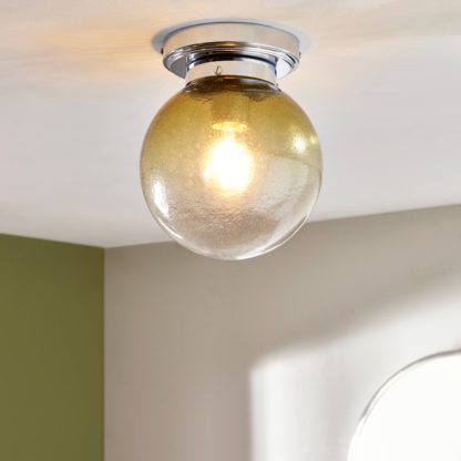 An Image of Torbay Bathroom 1 Light Flush Ceiling Fitting Smoke (Grey)