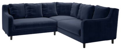 An Image of Habitat Swift Reversible Corner Velvet Sofa - Dark Blue