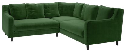 An Image of Habitat Swift Reversible Corner Velvet Sofa - Moss Green