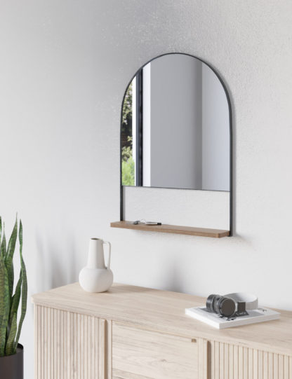 An Image of M&S Milan Medium Curved Mirror with Shelf