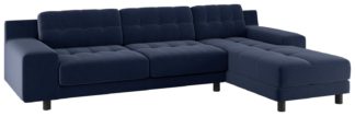 An Image of Habitat Hendricks Left Corner Velvet Chaise - Navy Blue