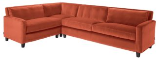 An Image of Habitat Chester Right Corner Velvet Sofa - Orange