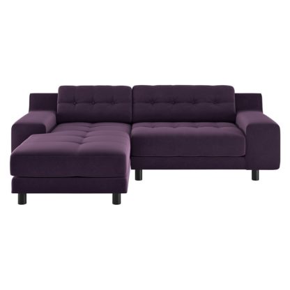 An Image of Habitat Hendricks Left Corner Velvet Chaise - Dark Purple