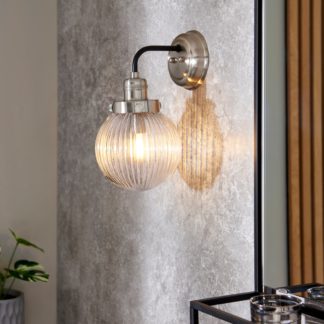 An Image of Broden Ribbed Chrome Wall Light Chrome