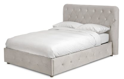 An Image of Habitat Savannah Double Ottoman Velvet Bed Frame - Teal