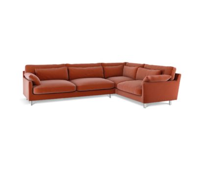 An Image of Habitat Cuscino Left Corner Velvet Sofa - Orange