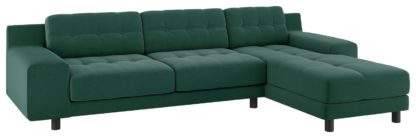 An Image of Habitat Hendricks Left Corner Velvet Chaise - Emerald Green