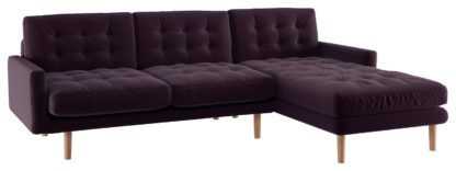 An Image of Habitat Fenner Right Corner Fabric Chaise - Dark Purple