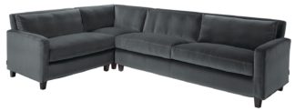 An Image of Habitat Chester Right Corner Velvet Sofa - Dark Grey