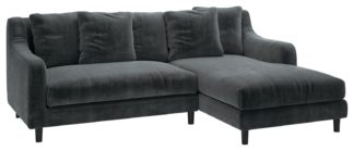 An Image of Habitat Swift Right Corner Velvet Chaise - Dark Grey