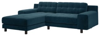 An Image of Habitat Hendricks Left Corner Velvet Chaise - Ink Blue