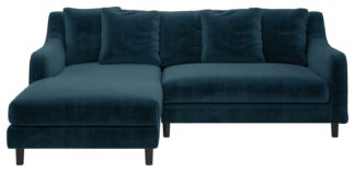 An Image of Habitat Swift Left Corner Velvet Chaise - Ink Blue