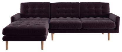 An Image of Habitat Fenner Left Corner Fabric Chaise - Dark Purple