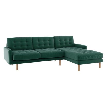 An Image of Habitat Fenner Right Corner Fabric Chaise - Emerald Green