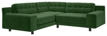 An Image of Habitat Hendricks Right Corner Velvet Sofa - Moss Green