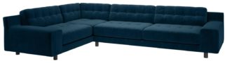 An Image of Habitat Hendricks Right Corner Velvet Sofa - Ink Blue