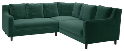 An Image of Habitat Swift Reversible Corner Velvet Sofa - Emerald Green