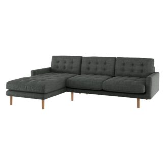 An Image of Habitat Fenner Left Corner Fabric Chaise - Charcoal