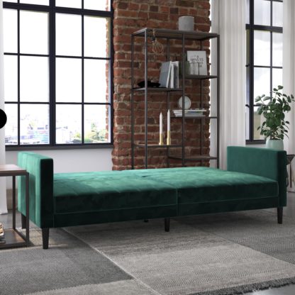 An Image of Liam Velvet Futon Green Green