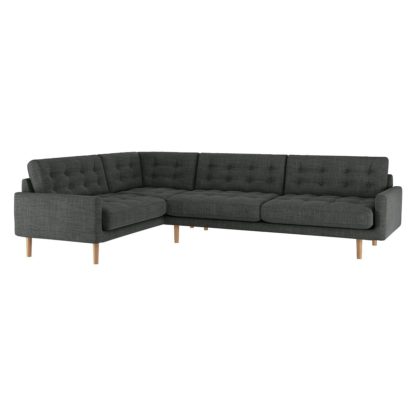 An Image of Habitat Fenner Right Corner Fabric Sofa - Charcoal