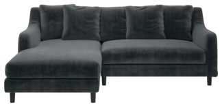 An Image of Habitat Swift Left Corner Velvet Chaise - Dark Grey