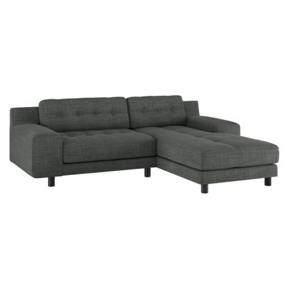 An Image of Habitat Hendricks Right Corner Fabric Chaise - Charcoal