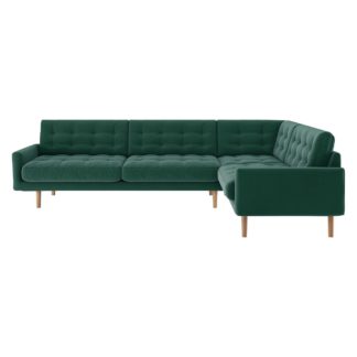 An Image of Habitat Fenner Left Corner Fabric Sofa - Emerald Green