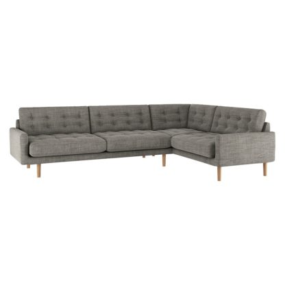 An Image of Habitat Fenner Left Corner Fabric Sofa - Black and White