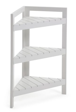 An Image of Habitat Slatted 3 Shelf Corner Storage Unit - White