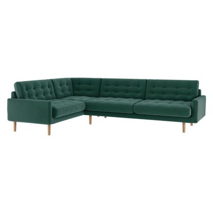 An Image of Habitat Fenner Right Corner Fabric Sofa - Emerald Green